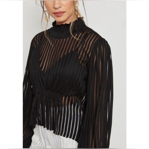 House of Sunny Tops - HOUSE OF SUNNY Sheer Open Back Blouse size:4